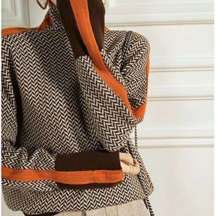 Marlotte Zigzag Pattern Turtleneck Sweater