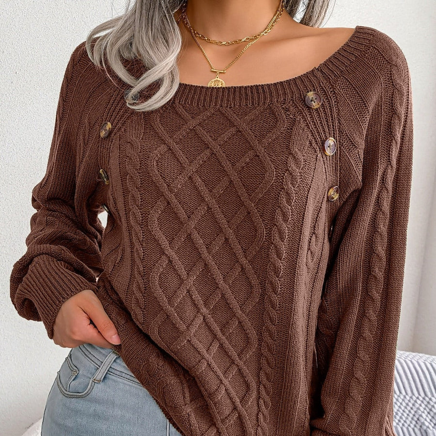 Ursa Textured Button Detail Knit Sweater
