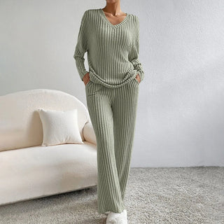 Evangeline - 2-piece lounge set - Ribbed pattern