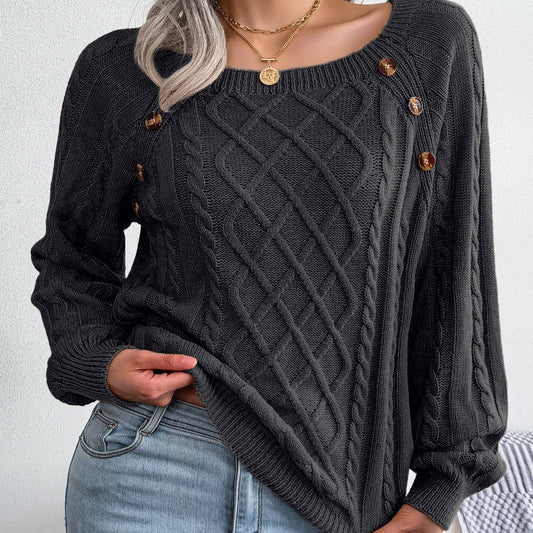 Ursa Textured Button Detail Knit Sweater
