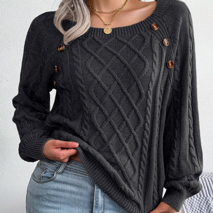 Ursa Textured Button Detail Knit Sweater