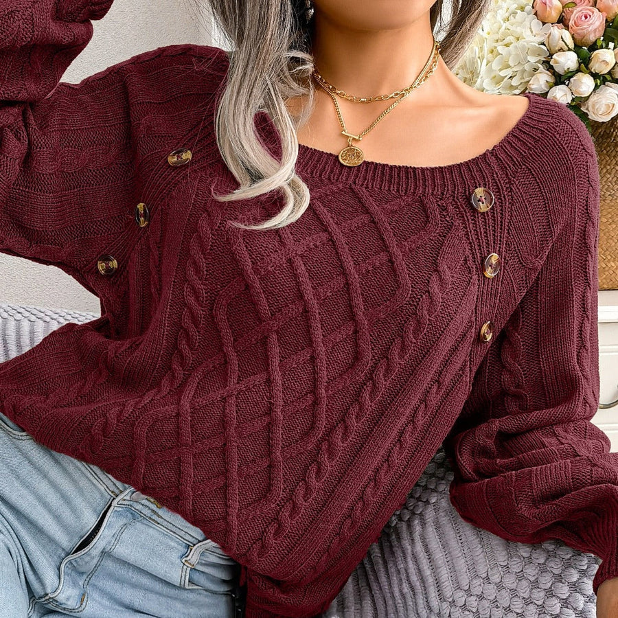 Ursa Textured Button Detail Knit Sweater