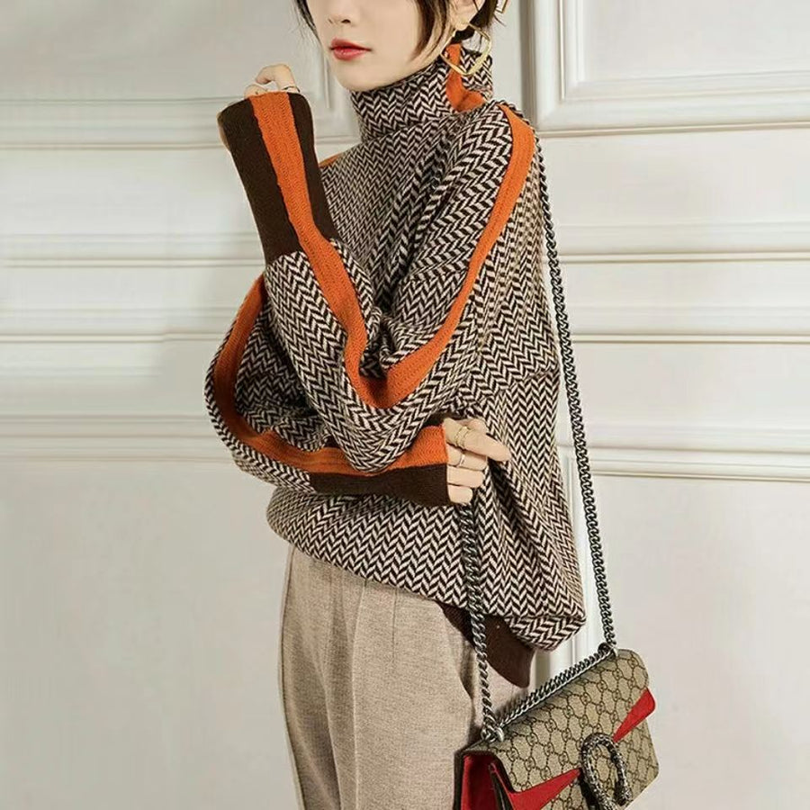 Marlotte Zigzag Pattern Turtleneck Sweater