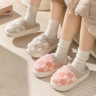 Peachy - Plaid plush slippers - Indoor shoes