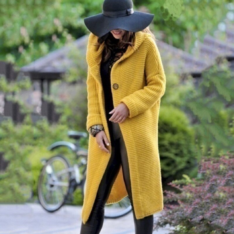 Aida Long Hooded Cotton Cardigan Coat