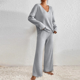 Evangeline - 2-piece lounge set - Ribbed pattern