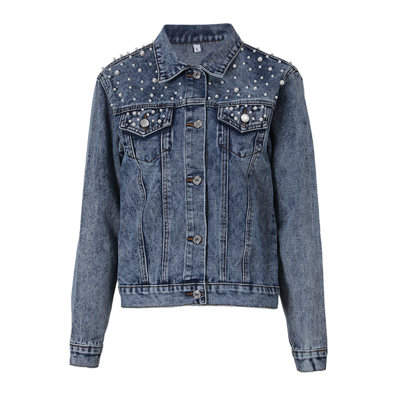 Tecla Pearl Embellished Denim Jacket