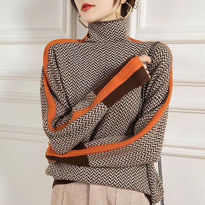 Marlotte Zigzag Pattern Turtleneck Sweater
