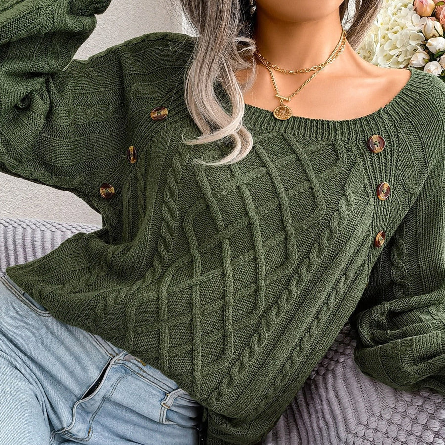 Ursa Textured Button Detail Knit Sweater