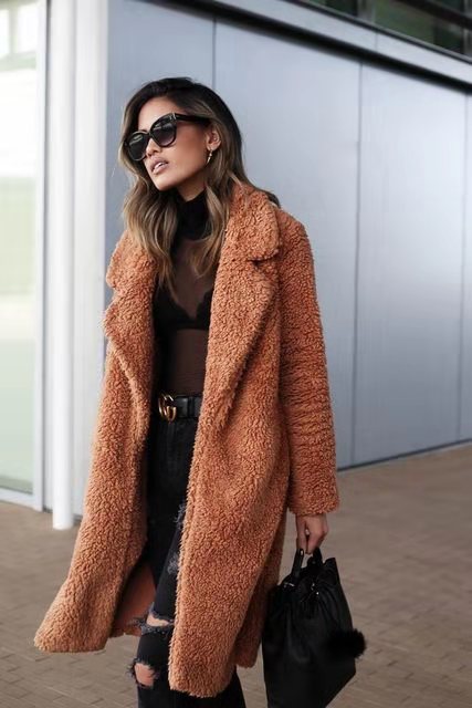 Tallulah Long Sherpa Coat with Hidden Pockets