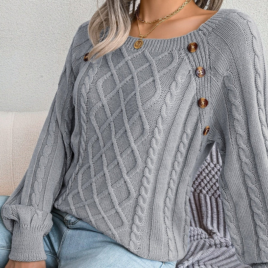 Ursa Textured Button Detail Knit Sweater
