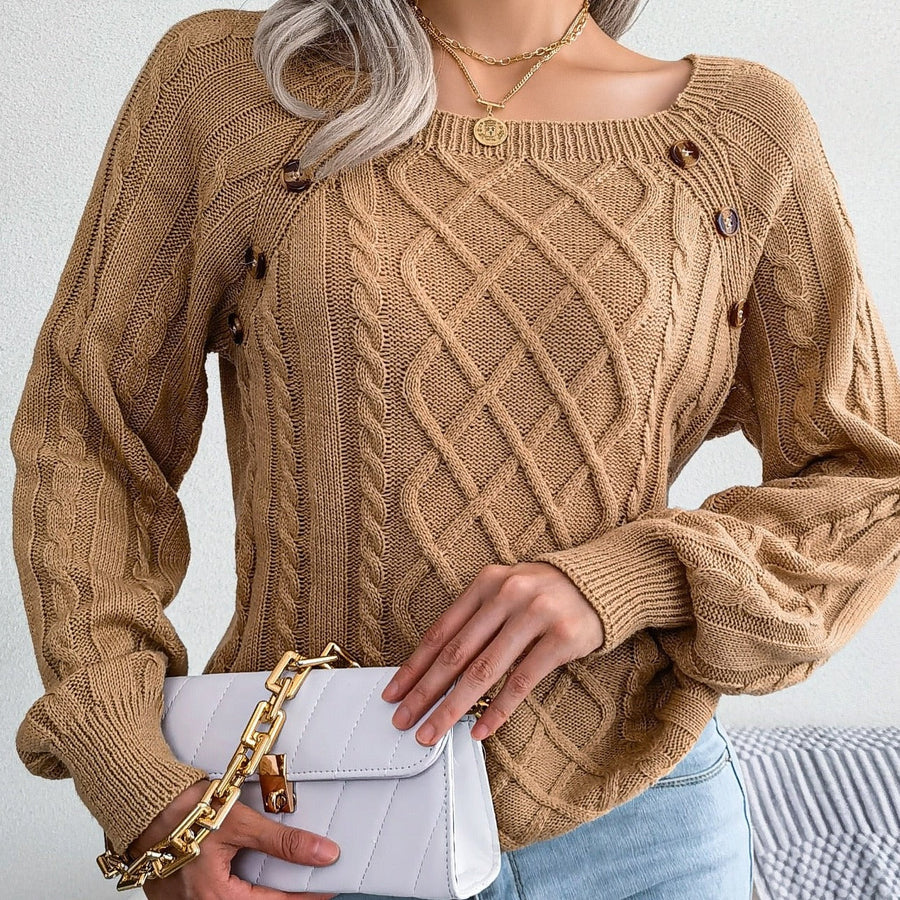 Ursa Textured Button Detail Knit Sweater