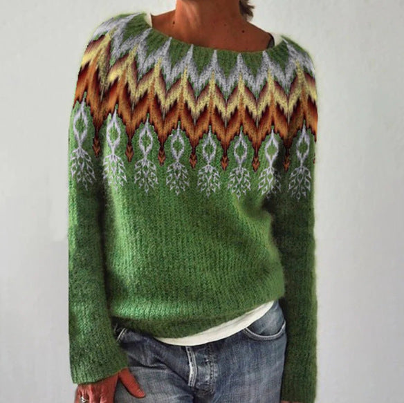 Svea Nordic Pattern Crew Neck Sweater