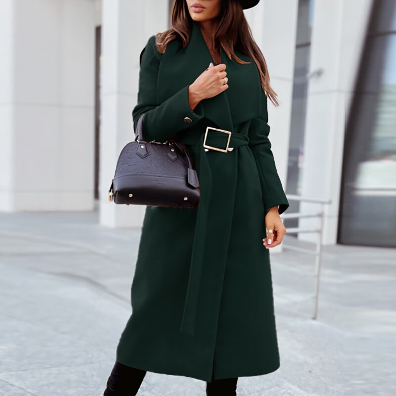 Donatella Elegant Belted Wool Look Coat
