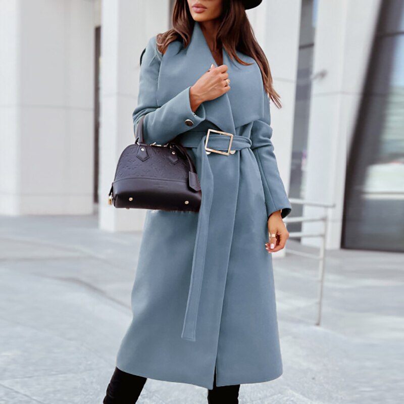 Donatella Elegant Belted Wool Look Coat