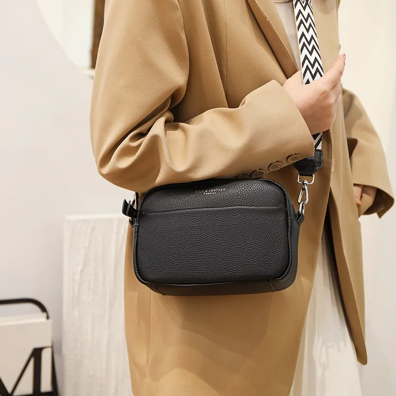 Nelia Leather Crossbody Bag with Zigzag Strap