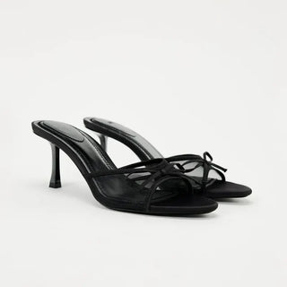 Alena - Heeled satin sandals - Bow detail