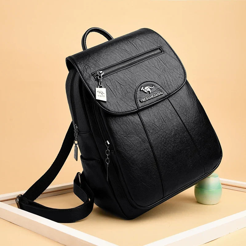 Marlies Leather Flap Backpack
