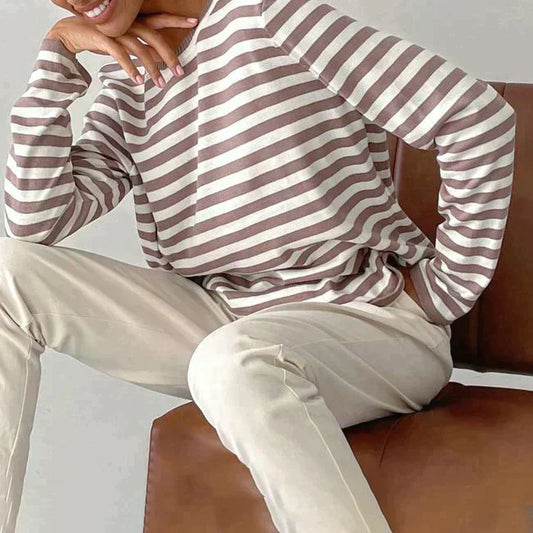 Adalie Striped Long Sleeve Crew Neck Top