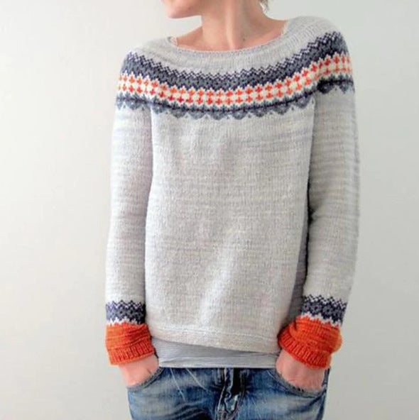 Svea Nordic Pattern Crew Neck Sweater