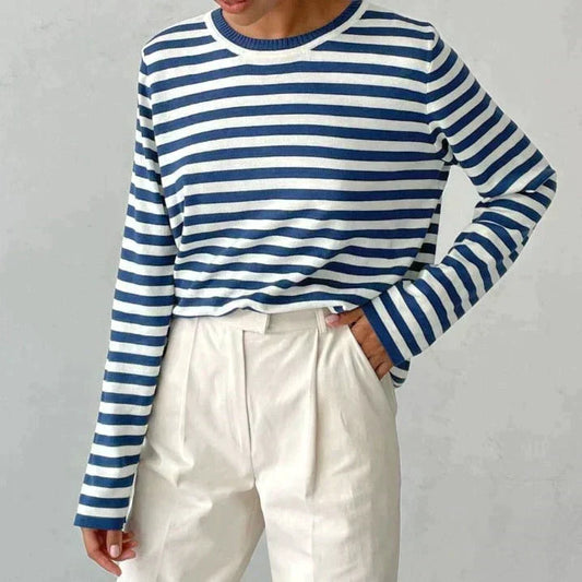 Adalie Striped Long Sleeve Crew Neck Top