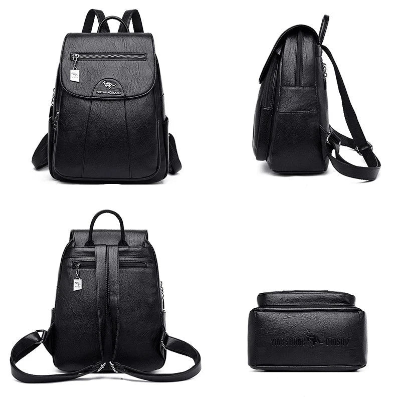 Marlies Leather Flap Backpack