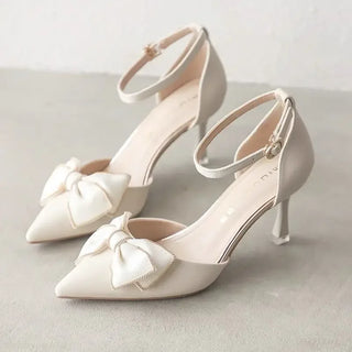 Erich - Pointed ankle strap heels - Bow tie detail