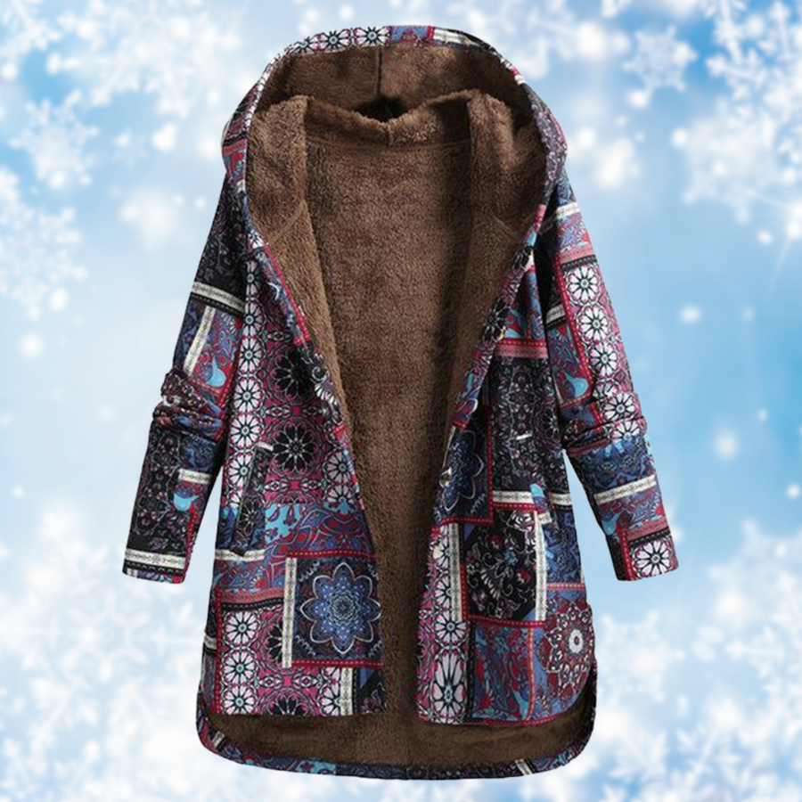 Rina Boho Patchwork Sherpa Lined Hooded Jacket