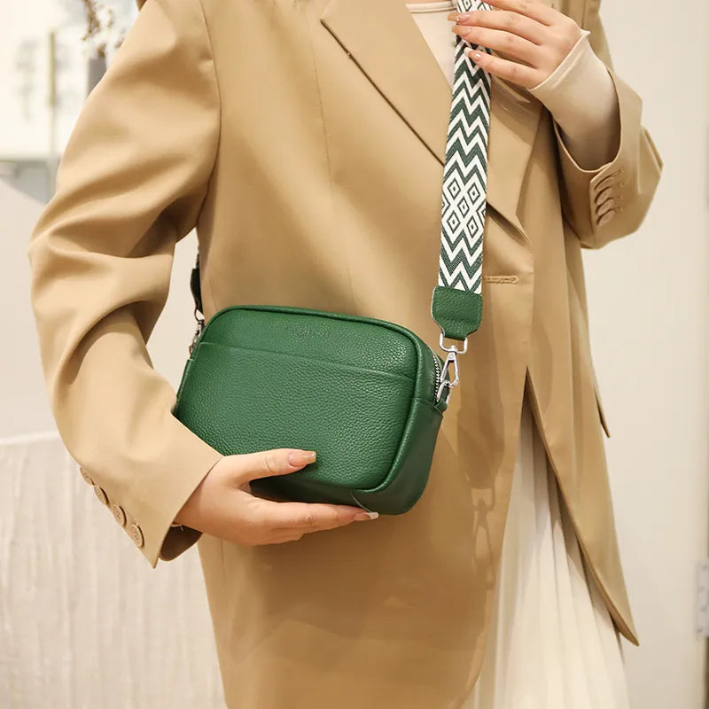 Nelia Leather Crossbody Bag with Zigzag Strap