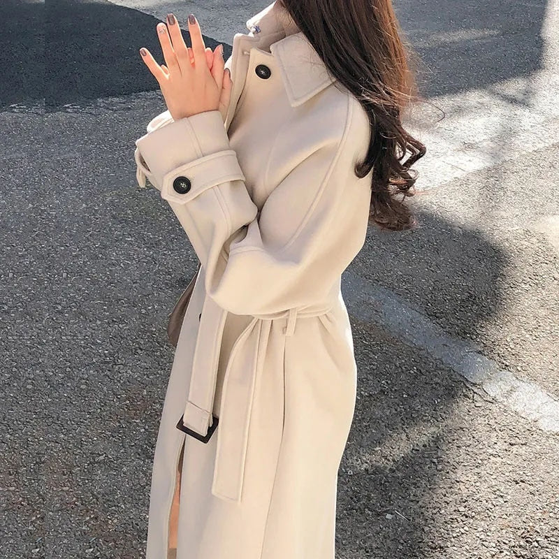 Noelle Maxi Double Breasted Belted Trench Coat