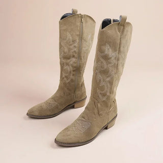 Georgia - Knee-high cowboy boots - Embroidery detail