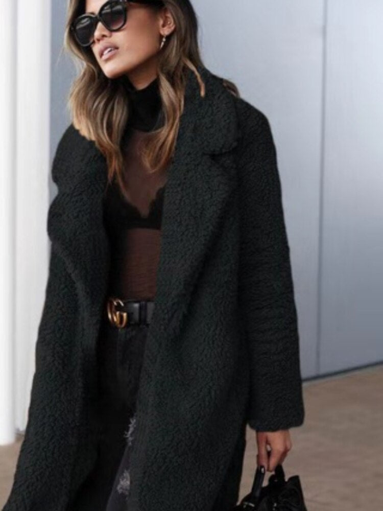 Tallulah Long Sherpa Coat with Hidden Pockets