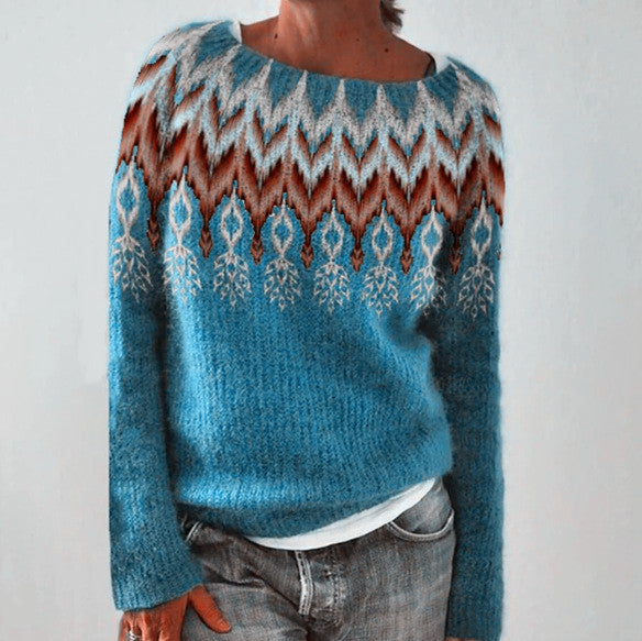 Svea Nordic Pattern Crew Neck Sweater