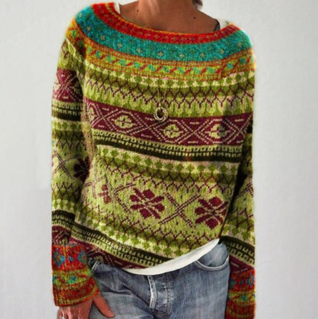 Svea Nordic Pattern Crew Neck Sweater