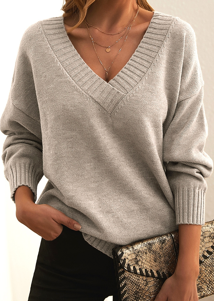 Lenora Deep V Neck Relaxed Sweater