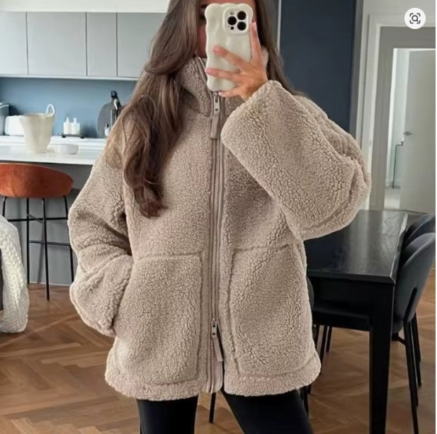 Nessa Oversized Teddy Fleece Zip Jacket