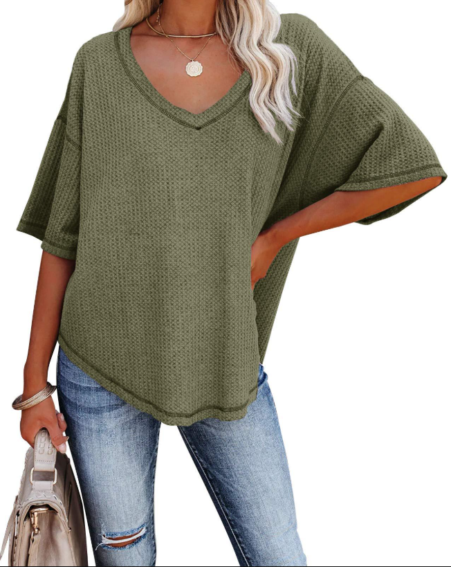 Annelie Relaxed V Neck Drop Shoulder Sweatshirt