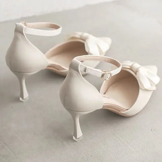 Erich - Pointed ankle strap heels - Bow tie detail