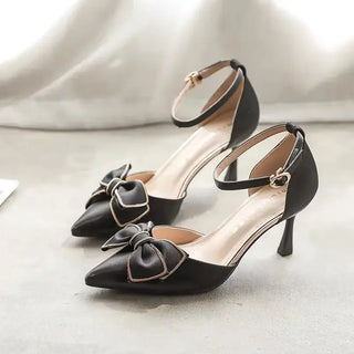 Erich - Pointed ankle strap heels - Bow tie detail