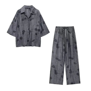 Kamala - Casual shirt and pants set - Subtle floral print