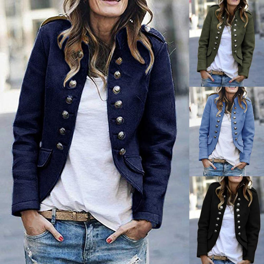 Stefanie Cropped Double Breasted Military Blazer