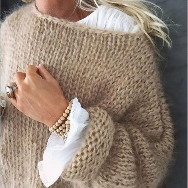 Nolwenn Boat Neck Chunky Knit Oversized Sweater