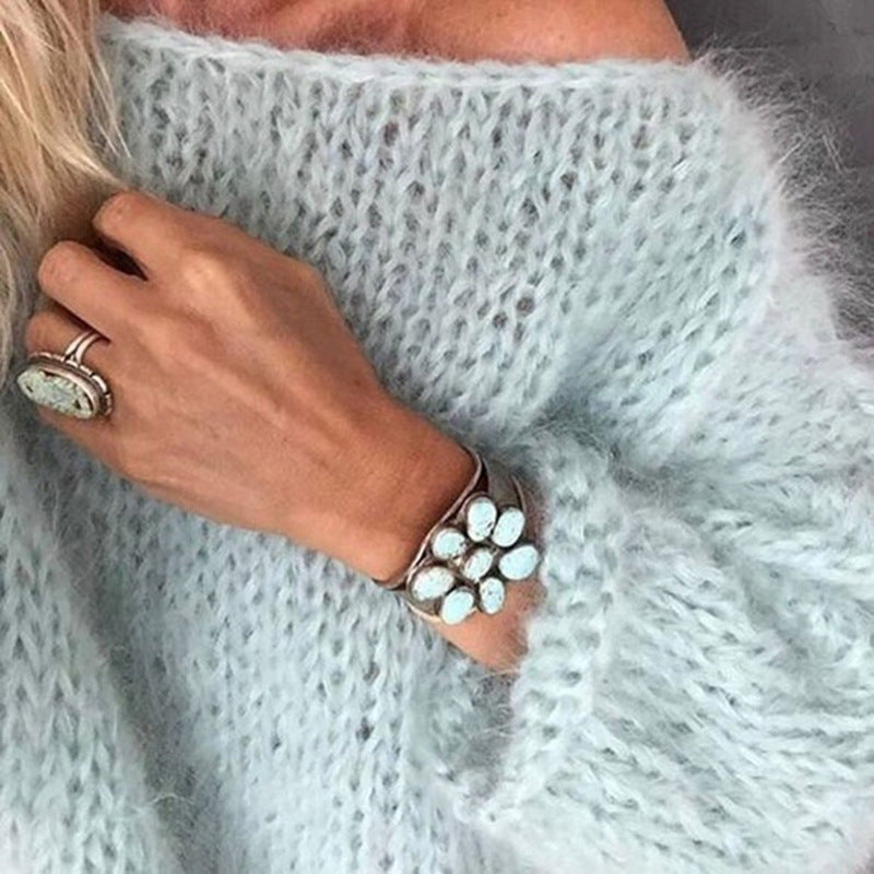 Nolwenn Boat Neck Chunky Knit Oversized Sweater