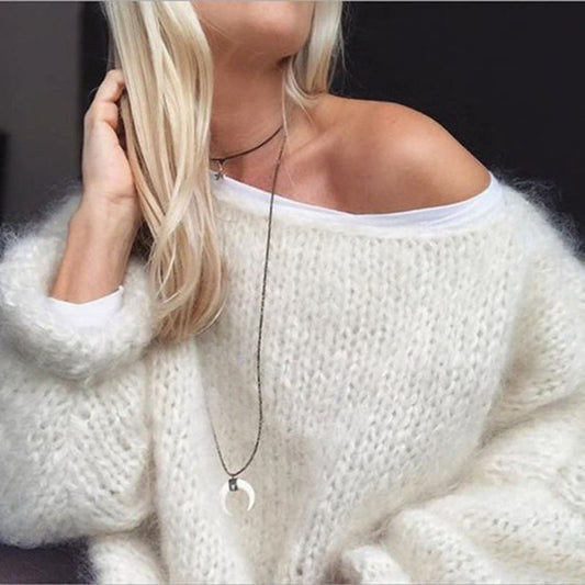 Nolwenn Boat Neck Chunky Knit Oversized Sweater