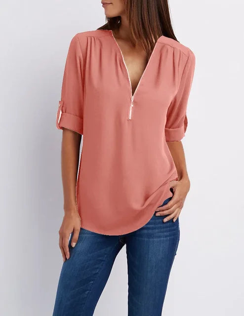 Xanthe Half Zip Cotton Pullover