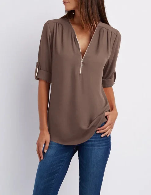 Xanthe Half Zip Cotton Pullover