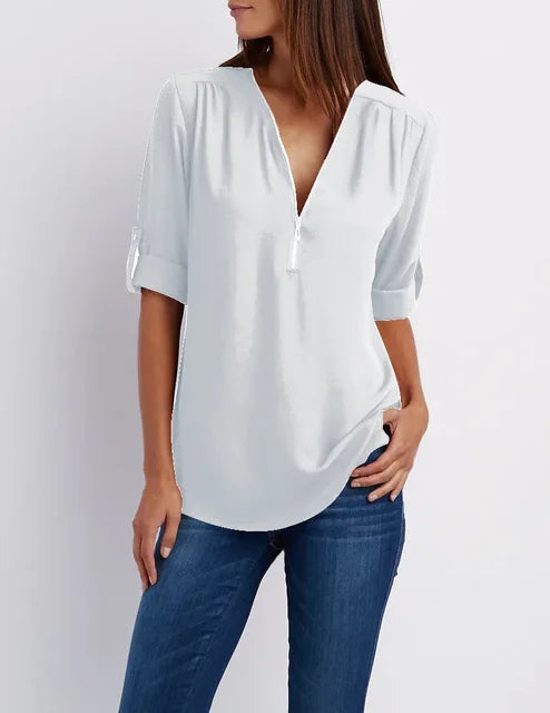 Xanthe Half Zip Cotton Pullover