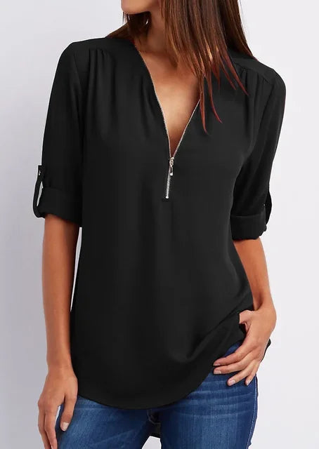 Xanthe Half Zip Cotton Pullover