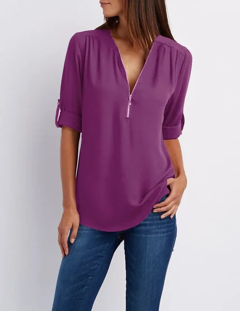 Xanthe Half Zip Cotton Pullover