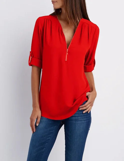 Xanthe Half Zip Cotton Pullover
